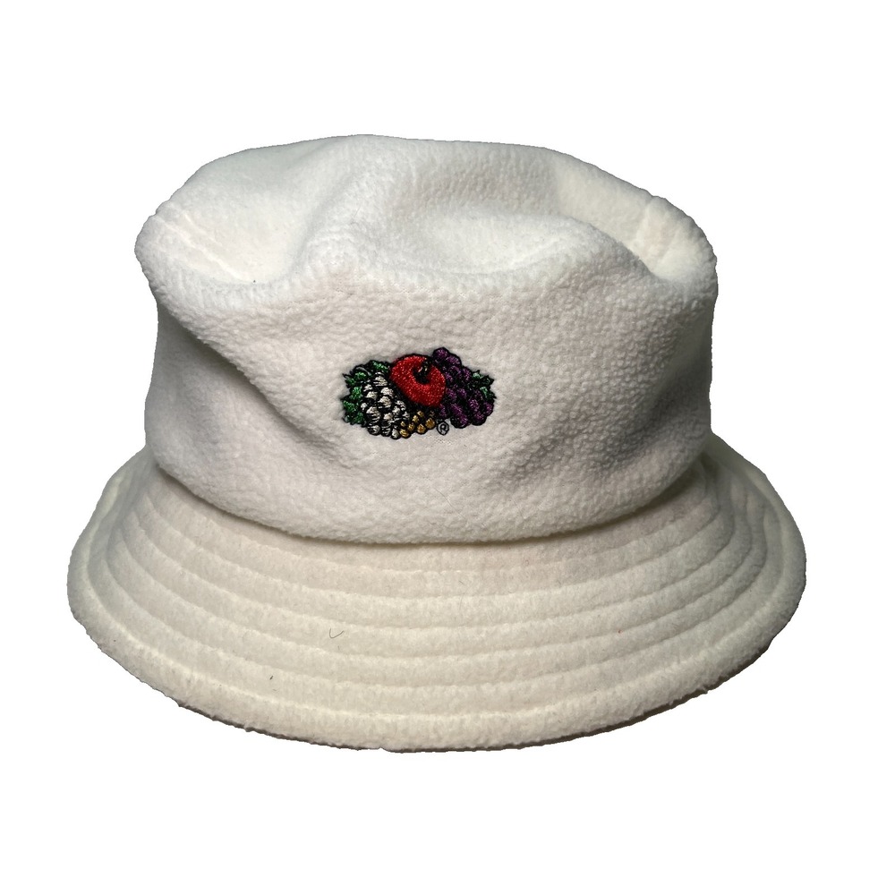 RARE 🔥 FRUIT OF THE LOOM Bucket Hat Made in Japan Cotton White Terry Sz S/M